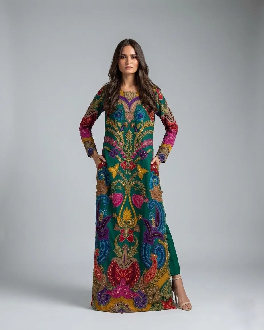 Long Rainbow Kaftan