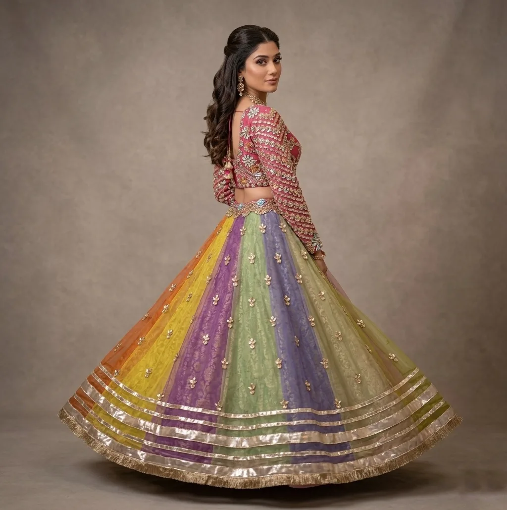 Mukeeh work Lehnga choli the Pastel Eight