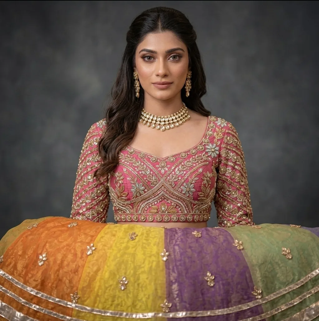 Mukeeh work Lehnga choli the Pastel Eight