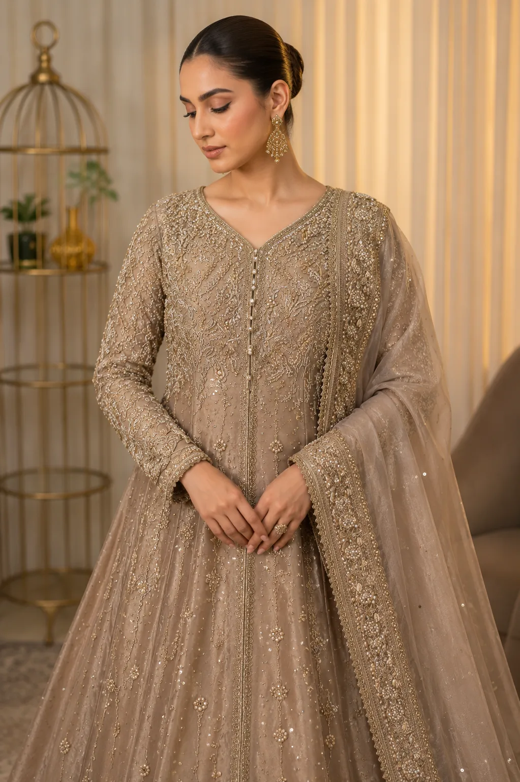 Champagne Anarkali TW0725