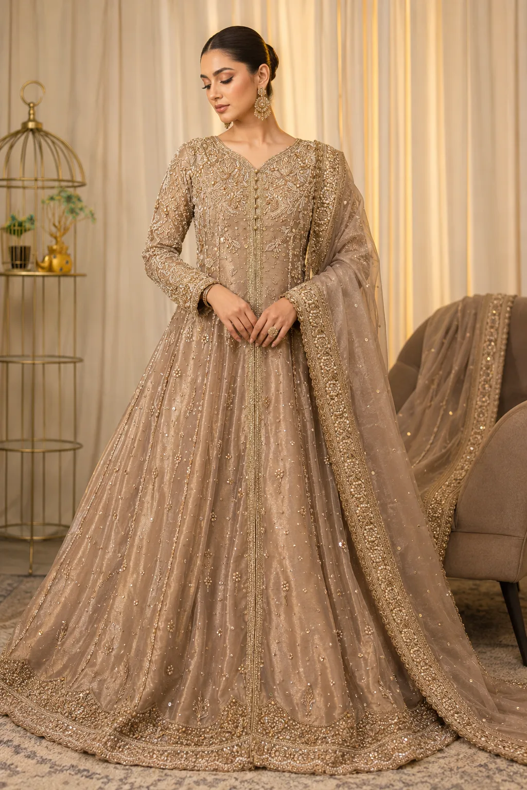 Champagne Anarkali TW0725