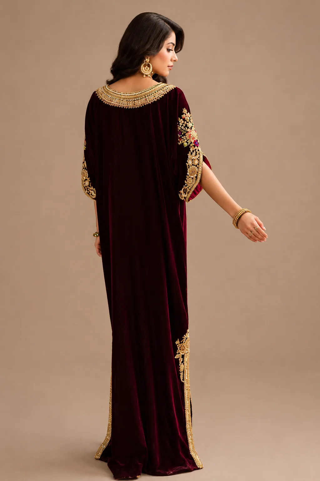 Maroon Zari Imperial Kaftan