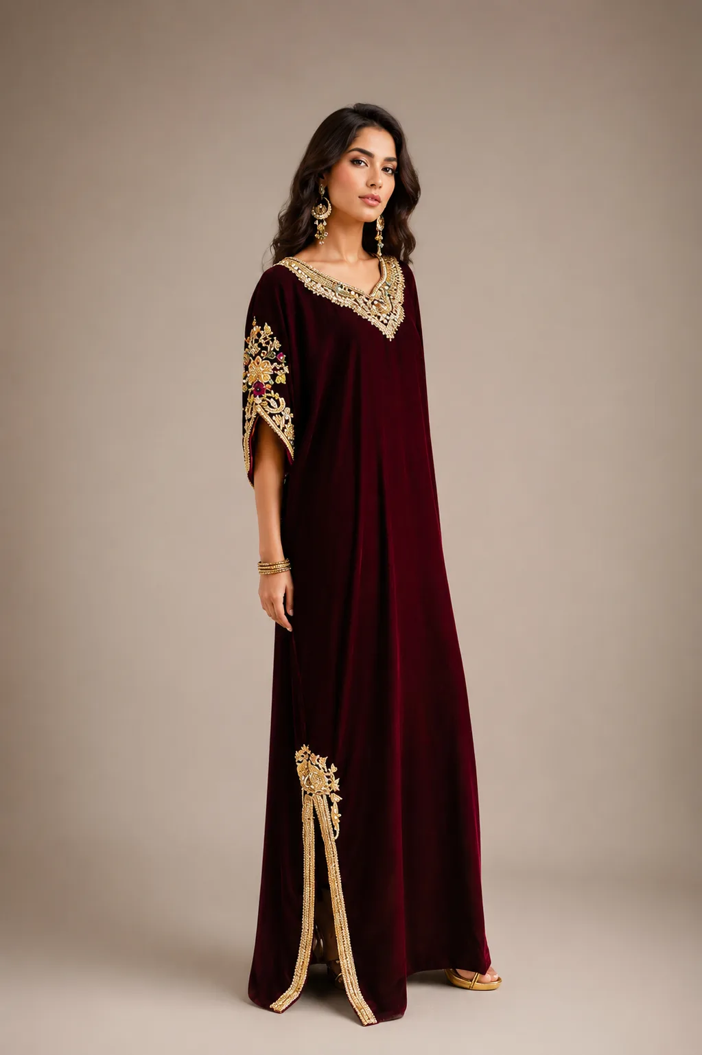 Maroon Zari Imperial Kaftan