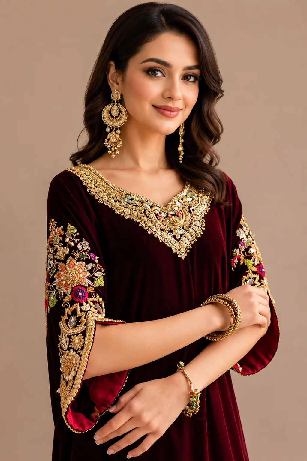 Maroon Zari Imperial Kaftan