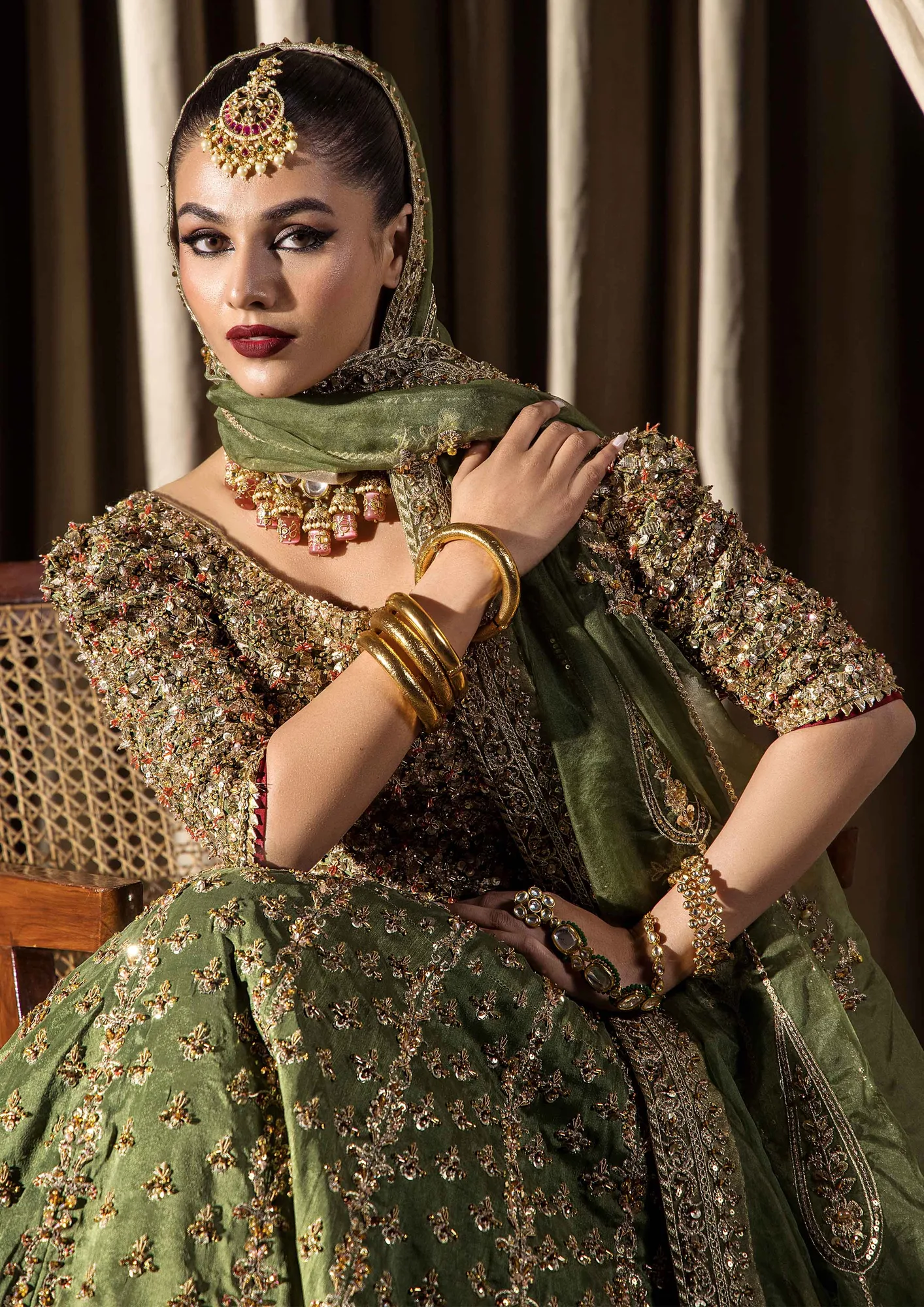 Green Lehenga Choli & Dupatta 6
