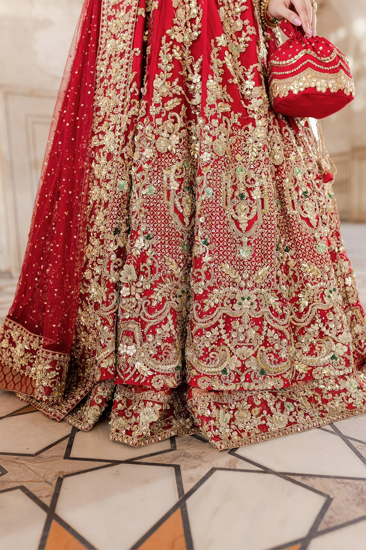 Red Net Gown Lehenga 3