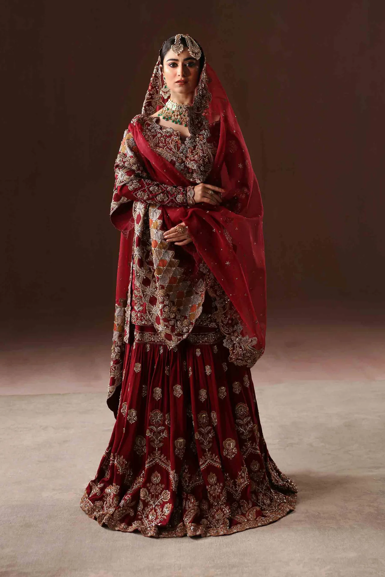 Deep Red Gharara Kameez 2