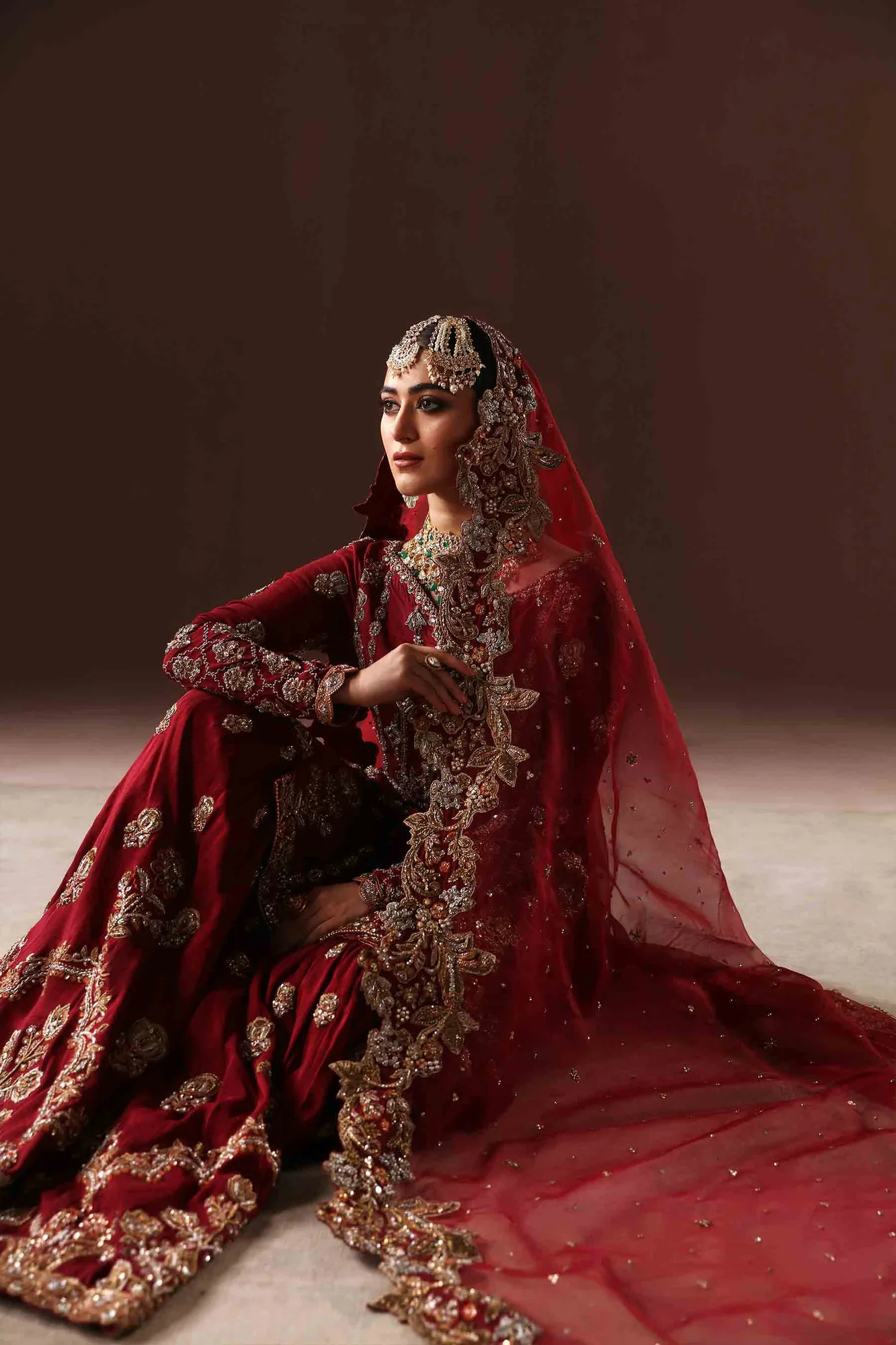 Deep Red Gharara Kameez 4