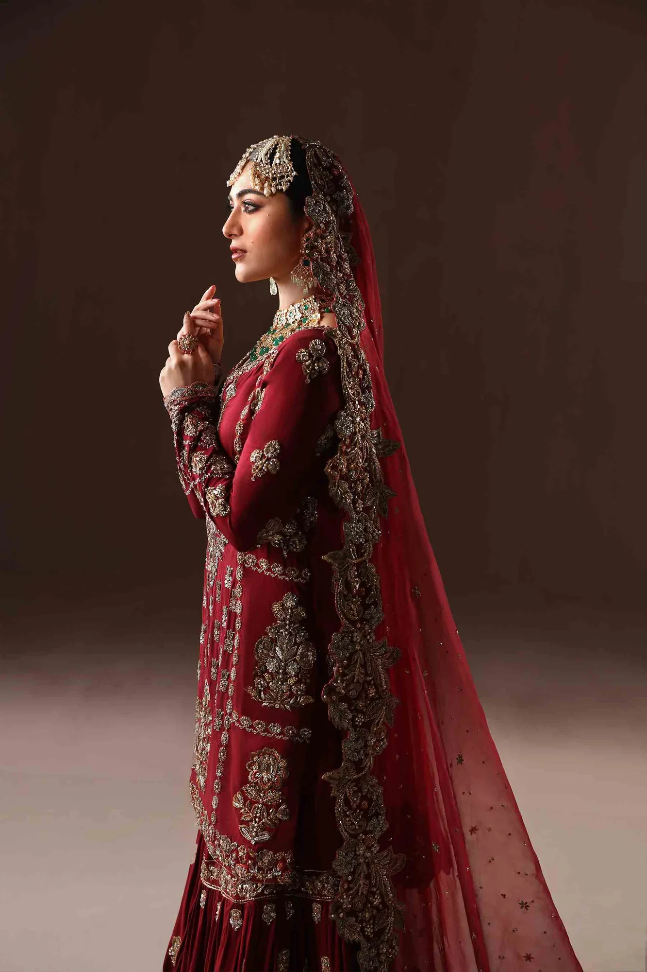 Deep Red Gharara Kameez 5