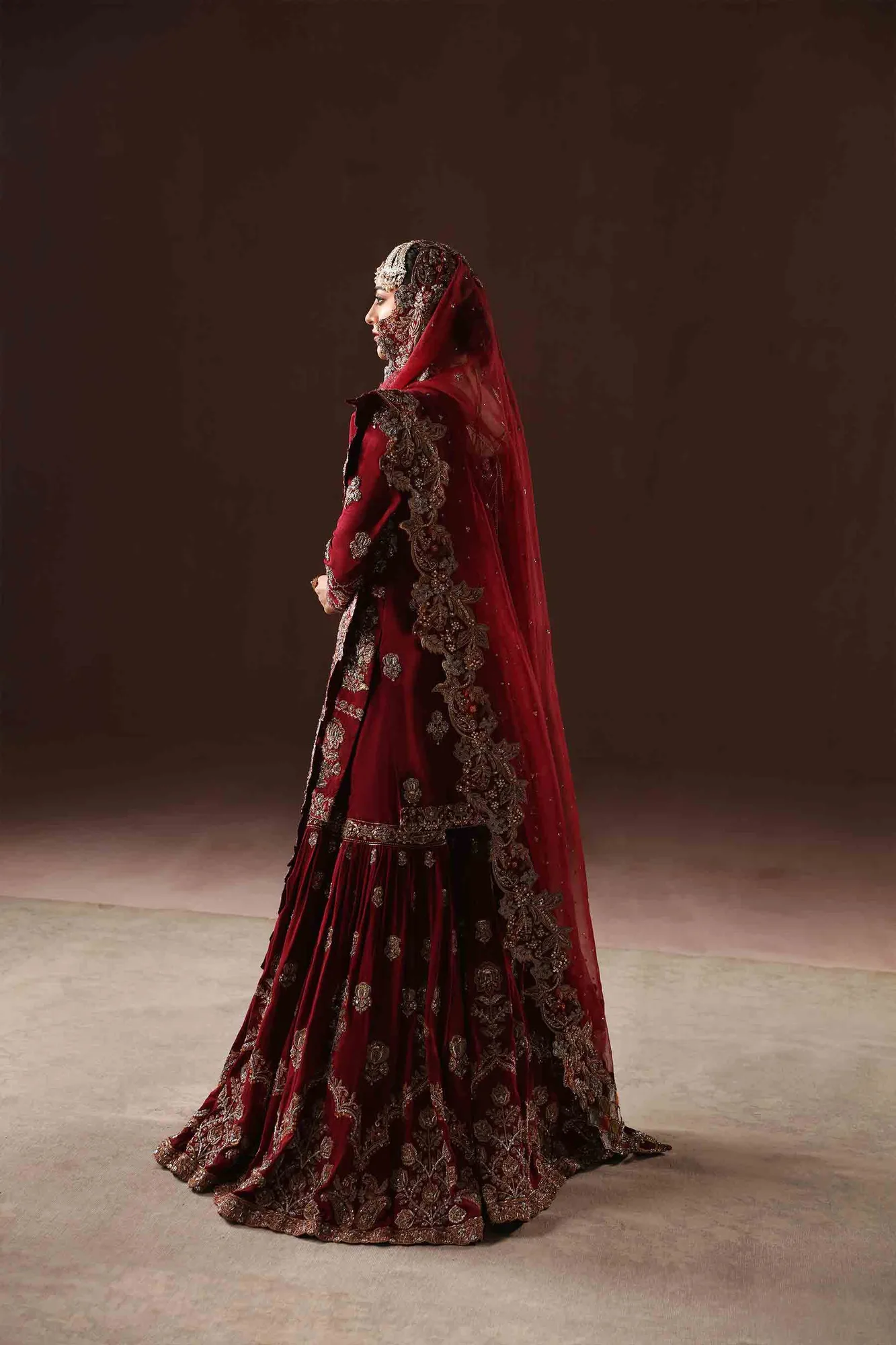 Deep Red Gharara Kameez 6