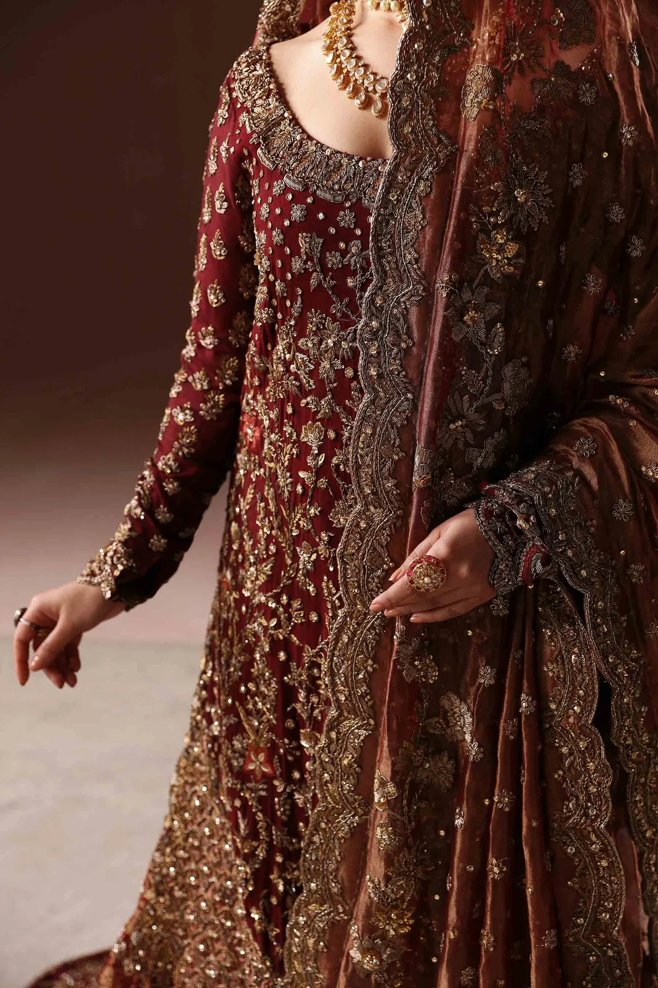 Maroon Gold Farshi Gharara 5