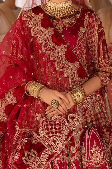Pakistani Bridal Dress Red Front Open Lehenga Frock For Bridal Wear 6