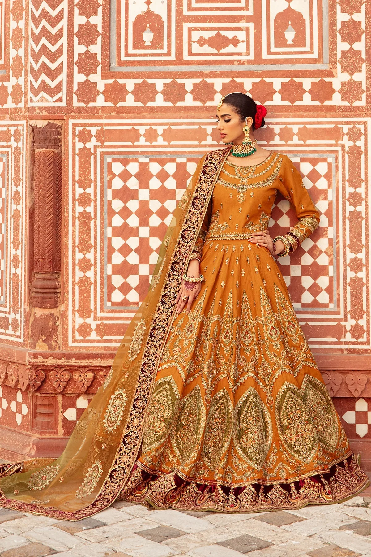 Pakistani Bridal Dress Mustard Choli With Lehenga Bridal Wear 2