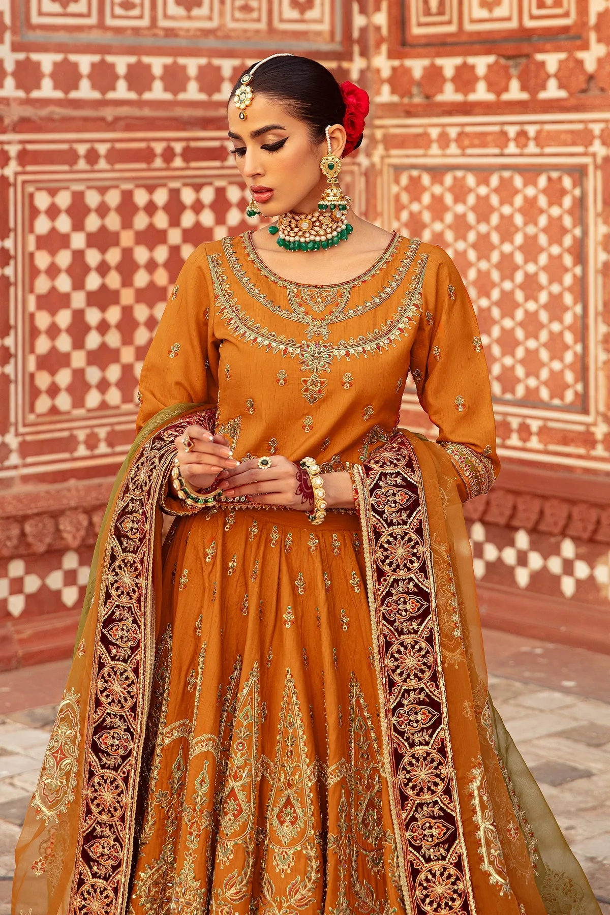 Pakistani Bridal Dress Mustard Choli With Lehenga Bridal Wear 4