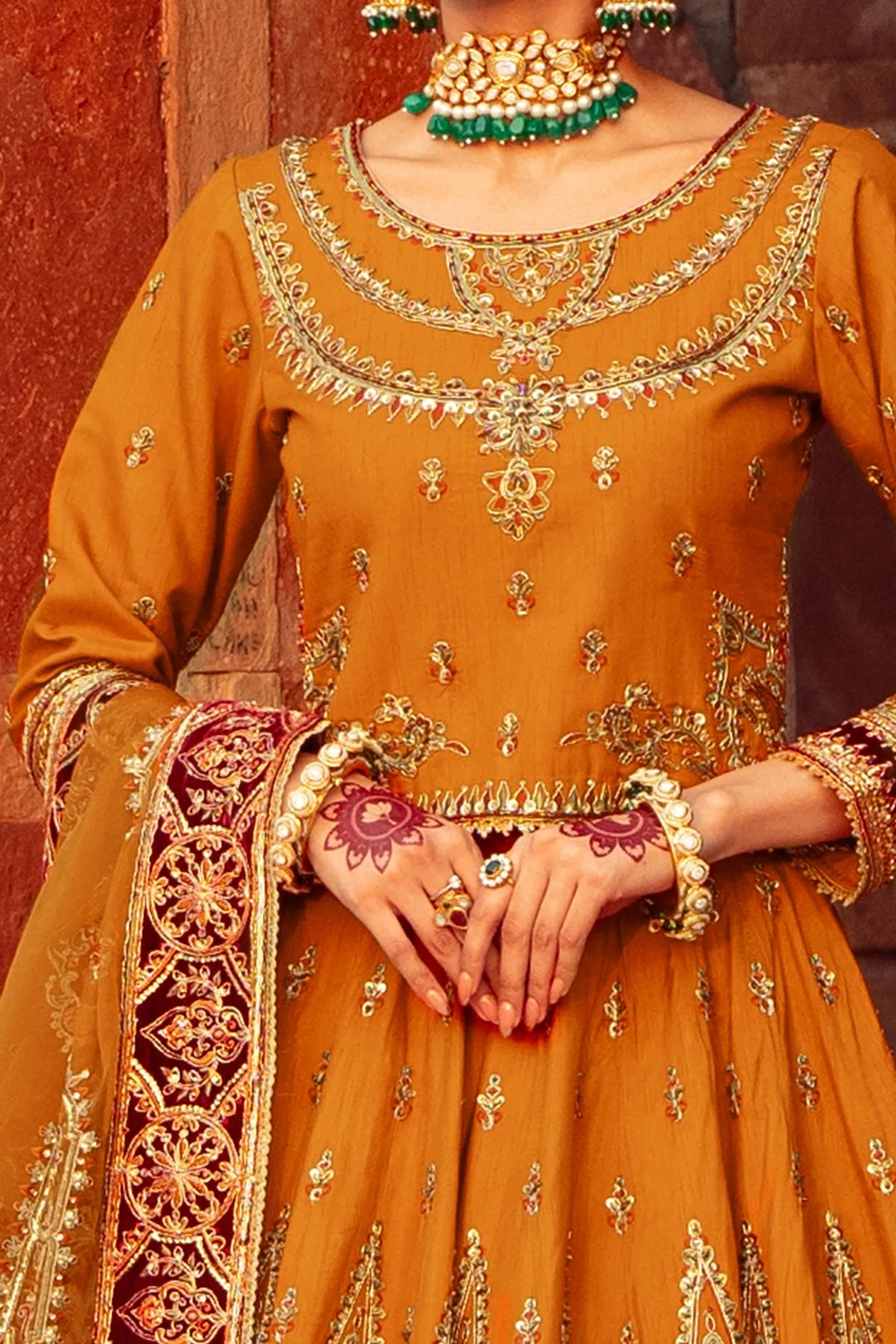 Pakistani Bridal Dress Mustard Choli With Lehenga Bridal Wear 5