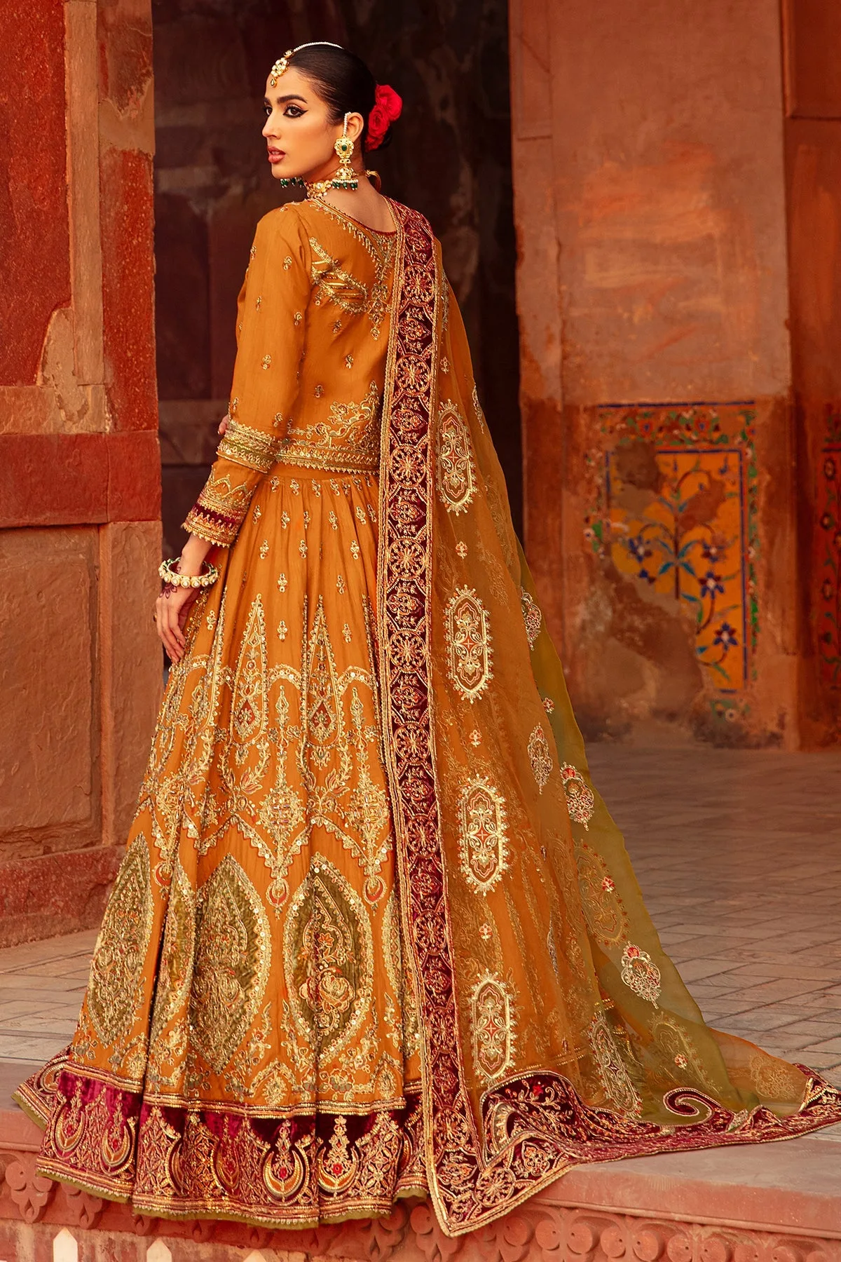 Pakistani Bridal Dress Mustard Choli With Lehenga Bridal Wear 6