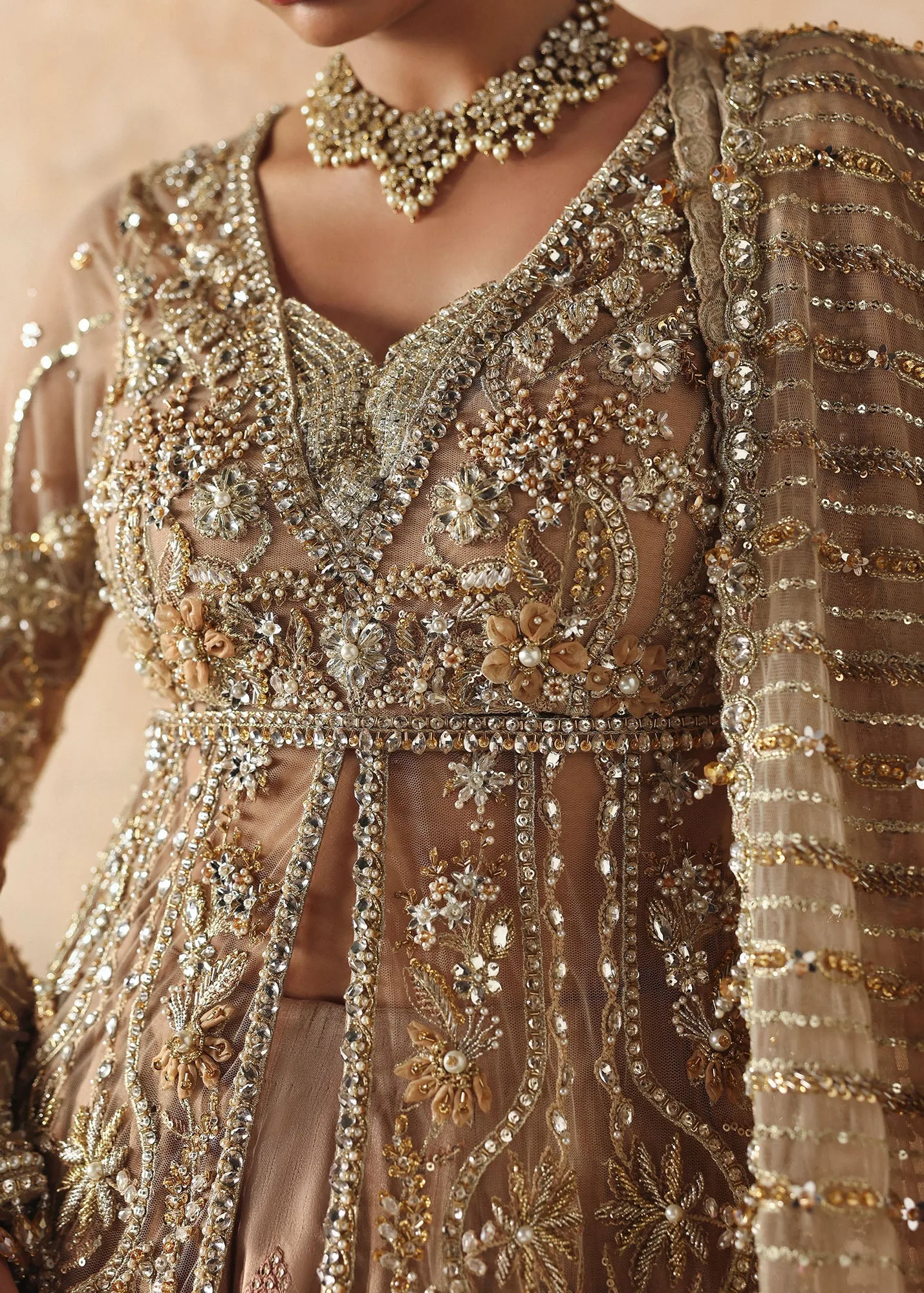 Pakistani Bridal Dress in Open Pishwas Lehenga Style 3