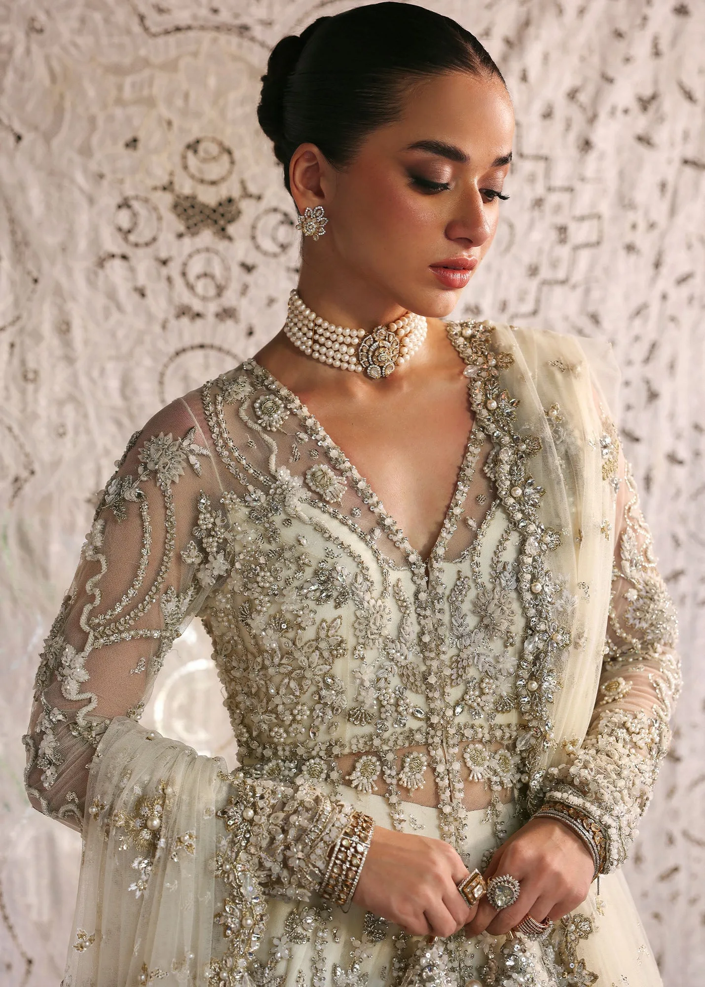 Pakistani Bridal Nikkah Dress in Pishwas Lehenga Style 2