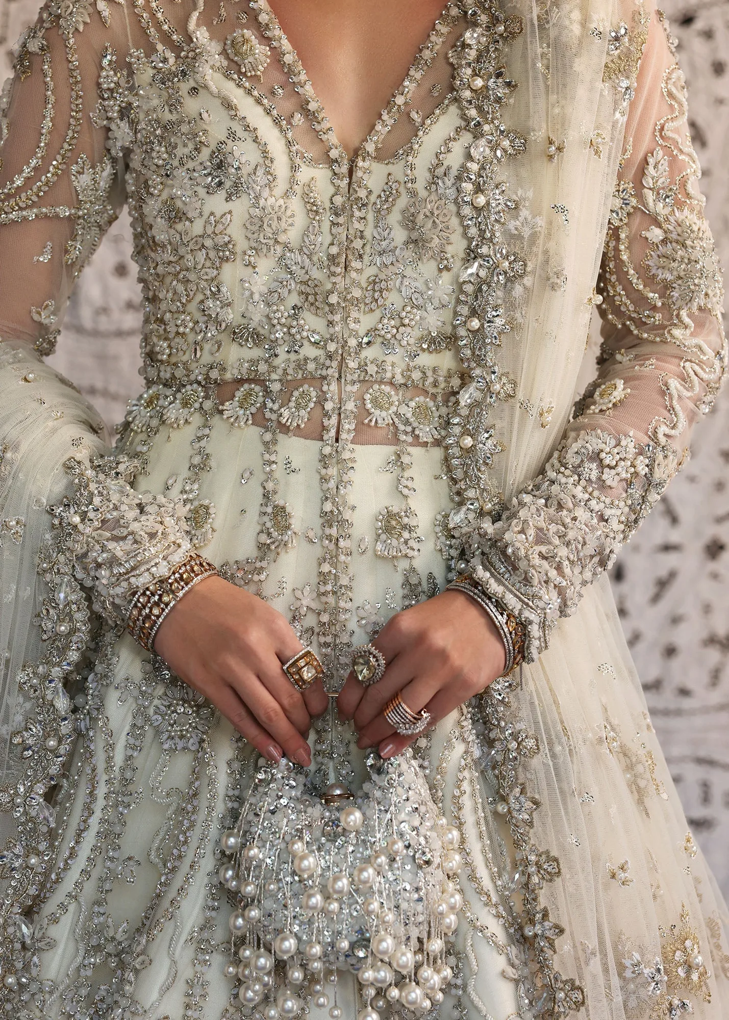 Pakistani Bridal Nikkah Dress in Pishwas Lehenga Style 3