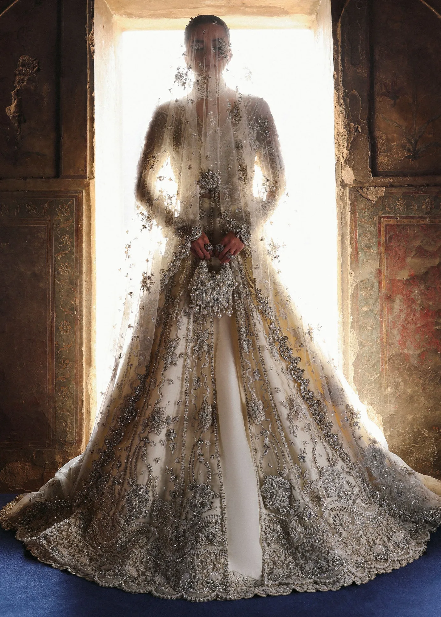 Pakistani Bridal Nikkah Dress in Pishwas Lehenga Style 5