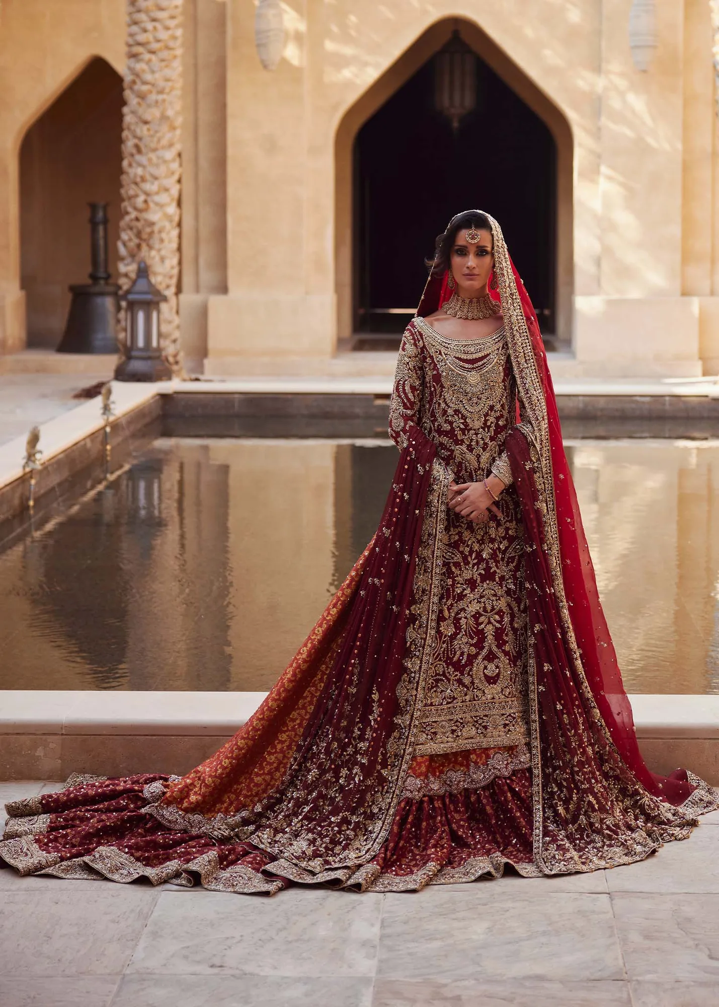 Pakistani Bridal Dress in Jamawar Lehenga Kameez Style 3