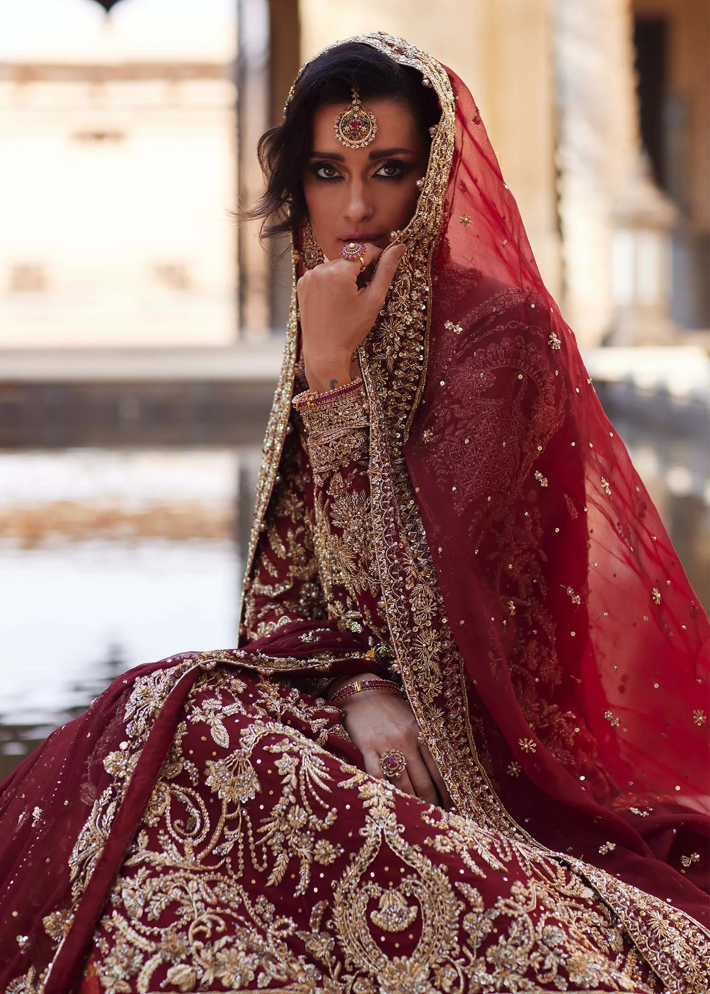 Pakistani Bridal Dress in Jamawar Lehenga Kameez Style 5