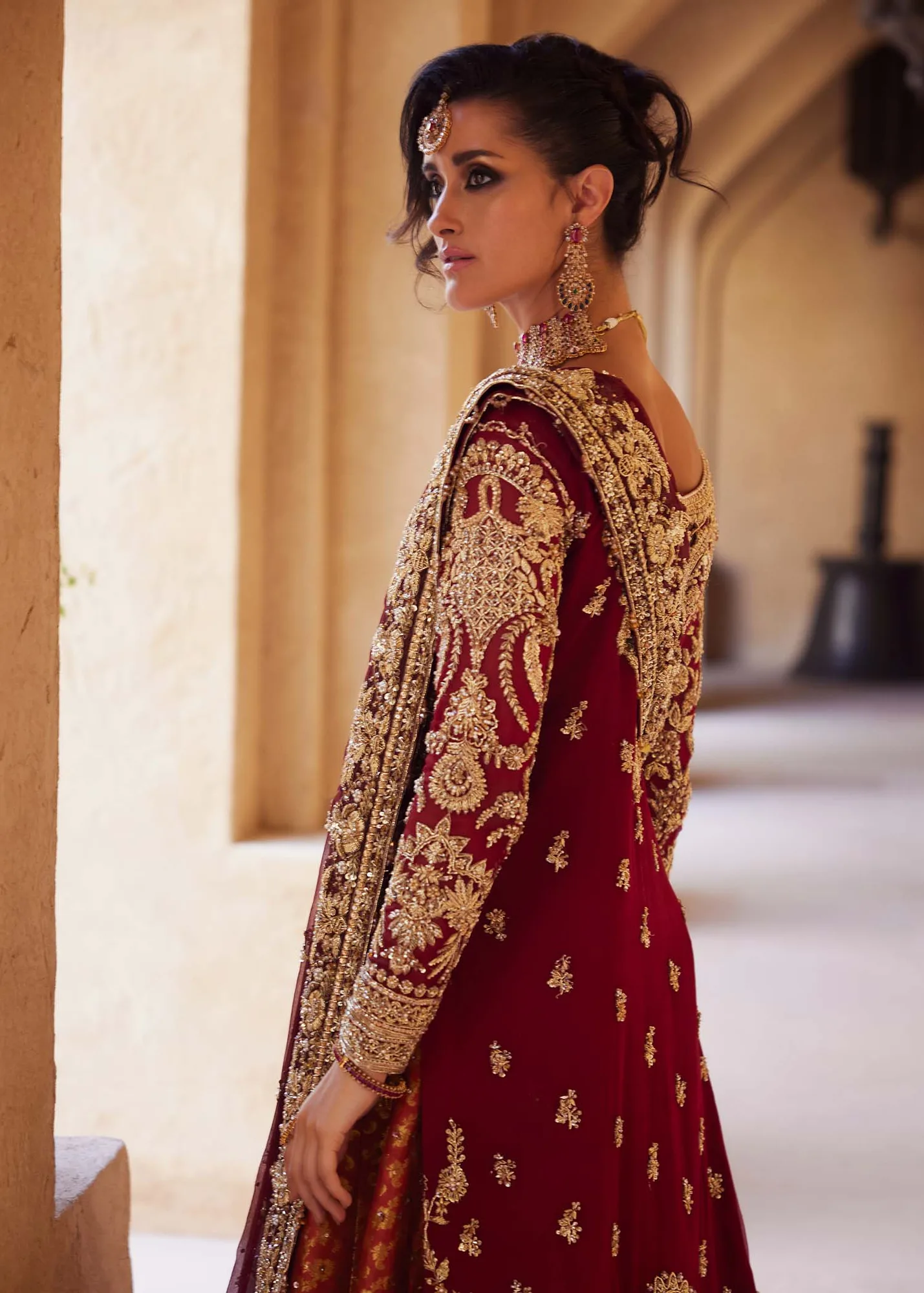 Pakistani Bridal Dress in Jamawar Lehenga Kameez Style 7