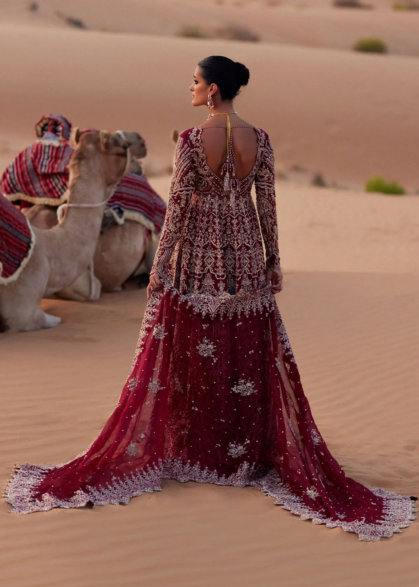 Pakistani Bridal Dress in Pishwas and Red Lehenga Style 3