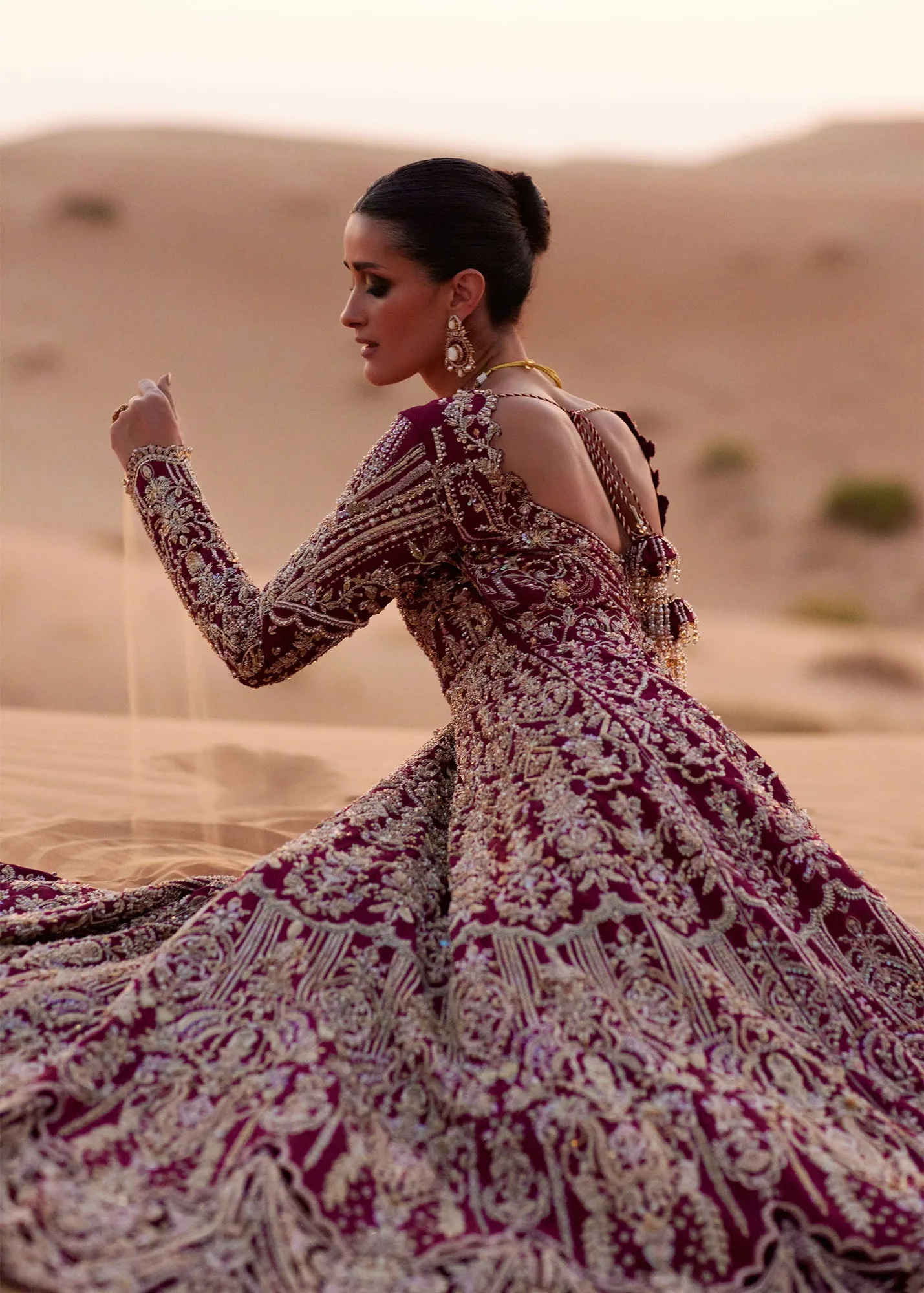 Pakistani Bridal Dress in Pishwas and Red Lehenga Style 4