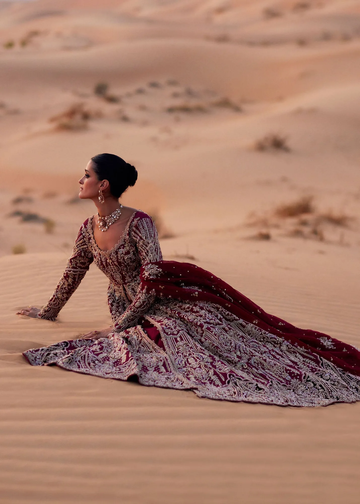 Pakistani Bridal Dress in Pishwas and Red Lehenga Style 5