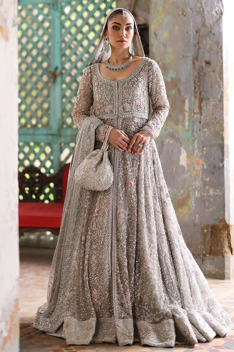 Pakistani Bridal Dress in Grey Pishwas Lehenga Style 3