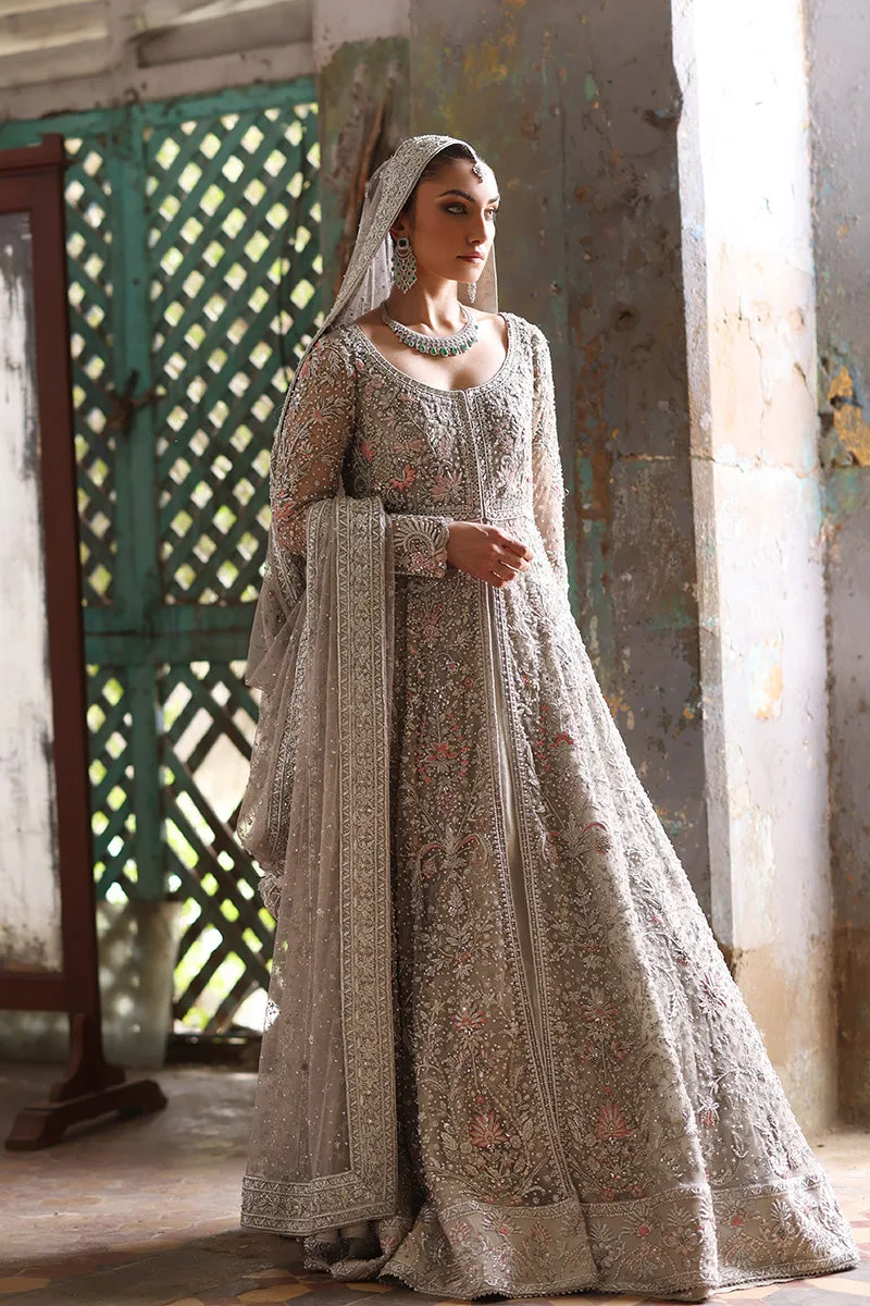 Pakistani Bridal Dress in Grey Pishwas Lehenga Style 4
