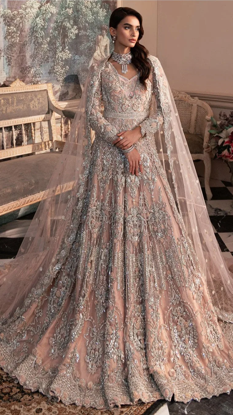 Pakistani Bridal Dress in Pink Pishwas Lehenga Style 4