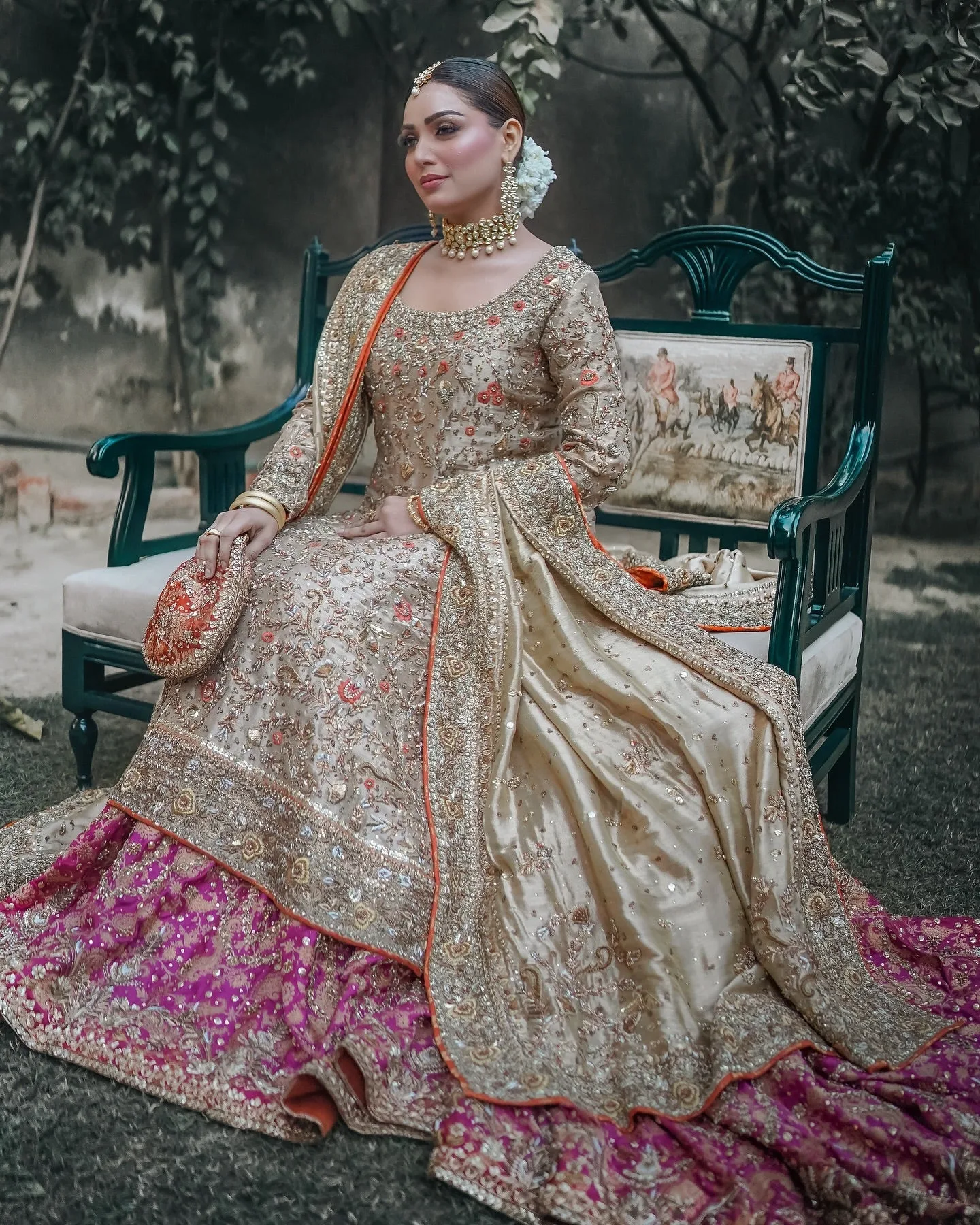 Pakistani Bridal Outfit in Kameez and Lehenga Style 2