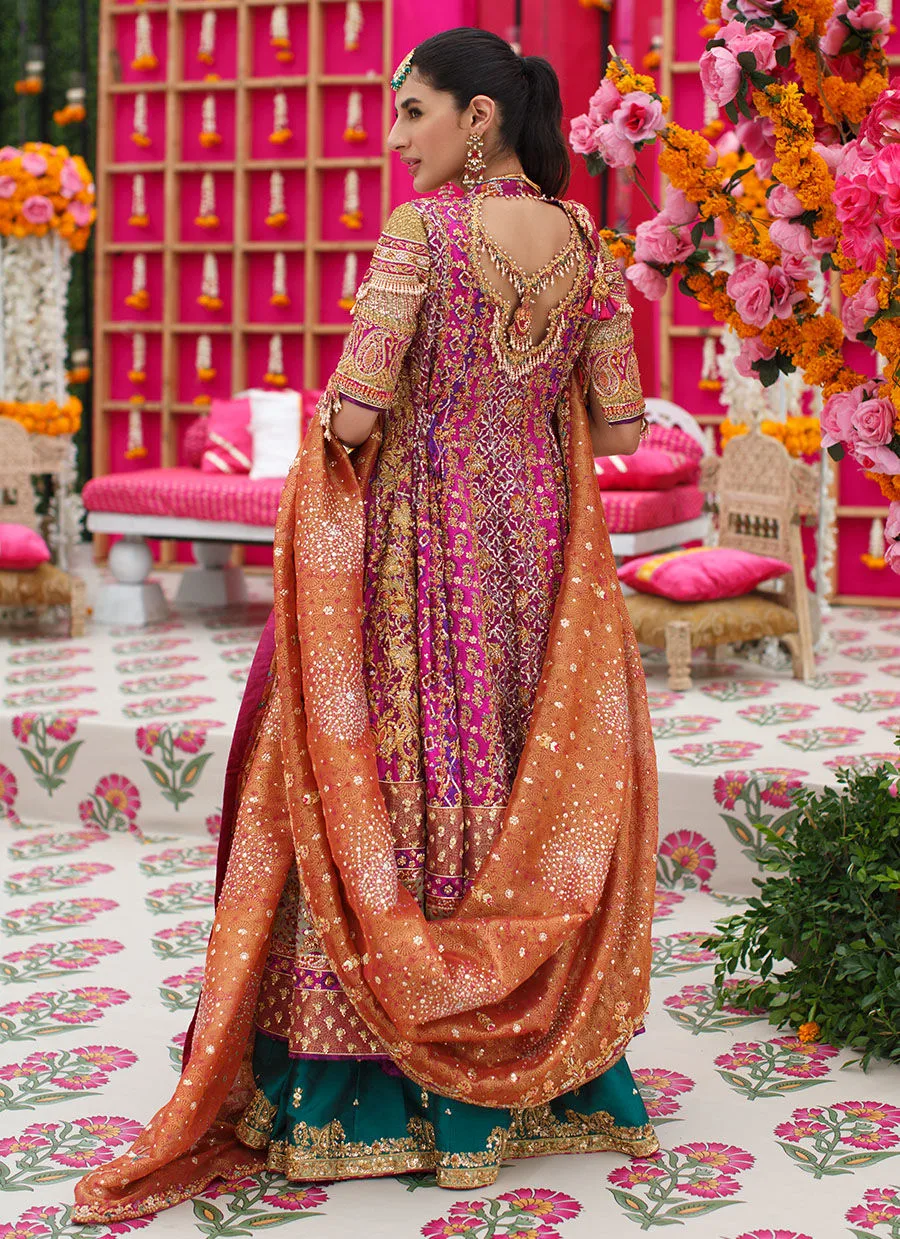 Luxury Pakistani Bridal Anarkali Lehenga in Angarkha Style 4