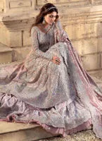 Pakistani Bridal Dress Traditional Silver Lehenga Dupatta Dress 3