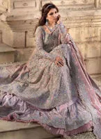 Pakistani Bridal Dress Traditional Silver Lehenga Dupatta Dress 4