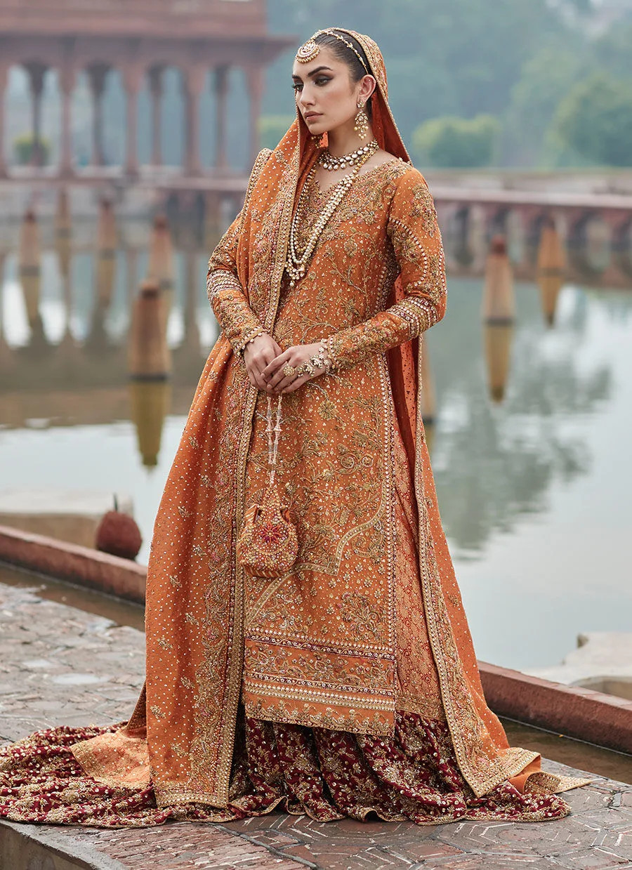 Orange Lehenga Designs Dress for Pakistani Bridal Wear 2