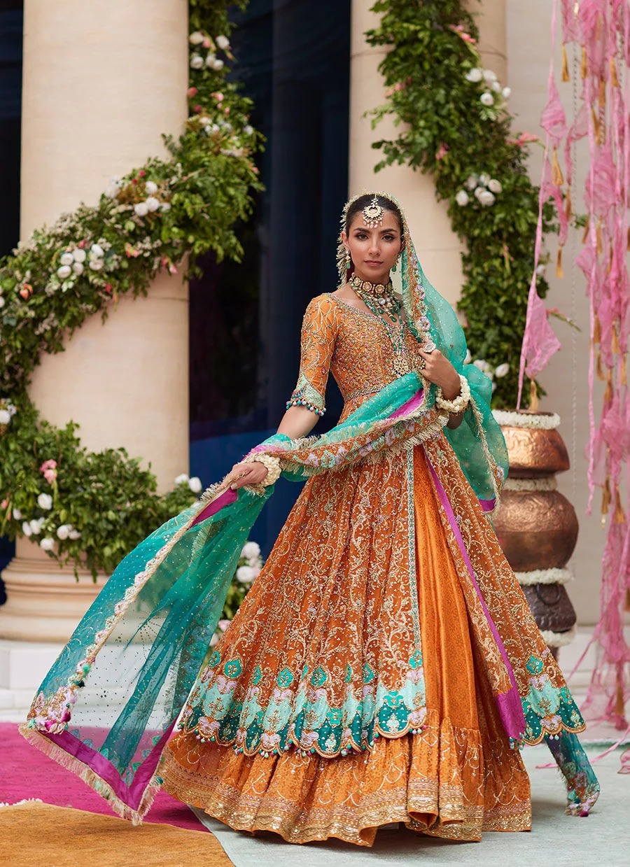 Embroidered Pakistani Bridal Dress Kalidaar Multi Colour Bridal Lehenga 3