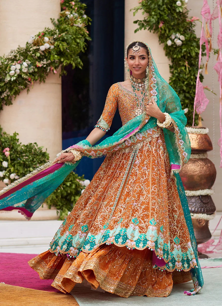 Embroidered Pakistani Bridal Dress Kalidaar Multi Colour Bridal Lehenga 4