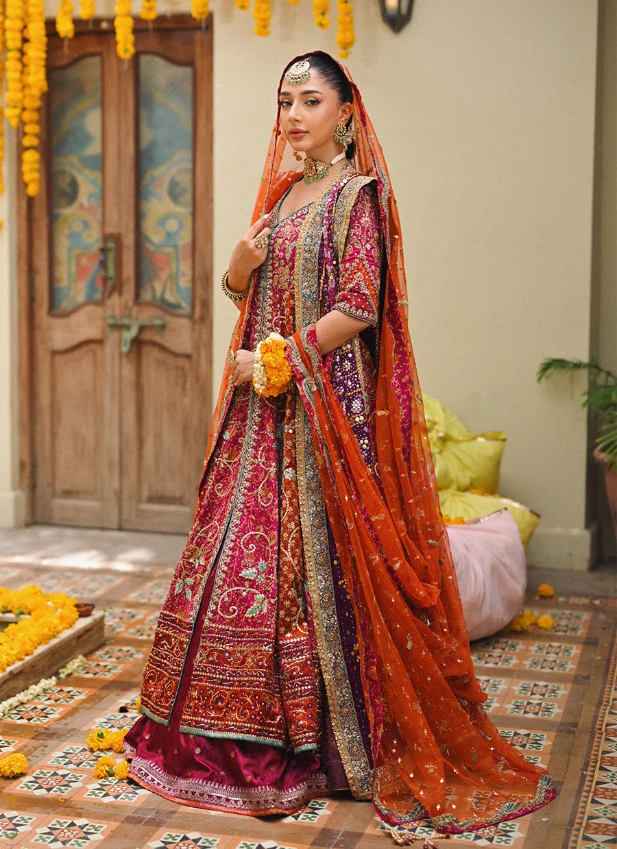 Pakistani Red Color Kalidaar Heavy Embroidered Bridal Lehenga 2