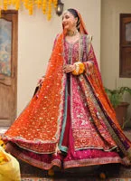 Pakistani Red Color Kalidaar Heavy Embroidered Bridal Lehenga 3
