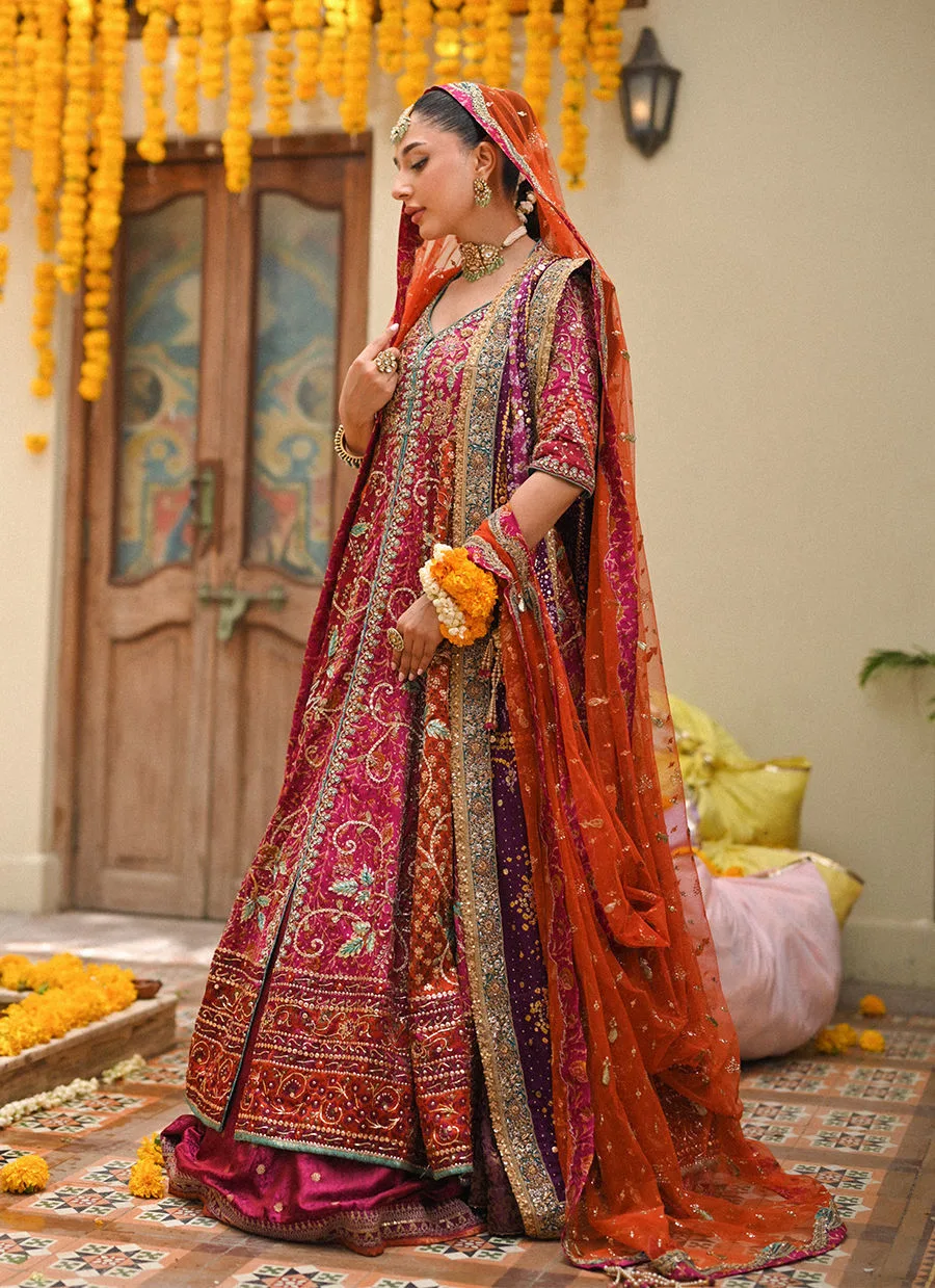 Pakistani Red Color Kalidaar Heavy Embroidered Bridal Lehenga 4