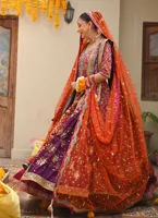 Pakistani Red Color Kalidaar Heavy Embroidered Bridal Lehenga 5
