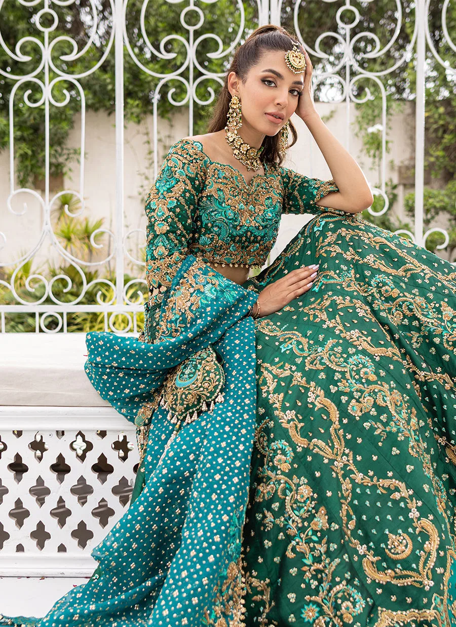 Pakistani Bridal Dresses Color Emerald Pakistani Lehenga Choli 3