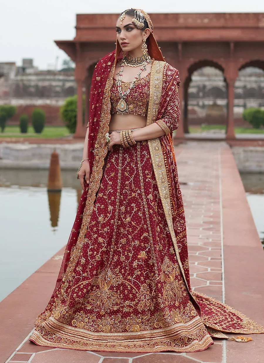 Embellished Red Bridal Lehnga Choli Pakistani Dress 2