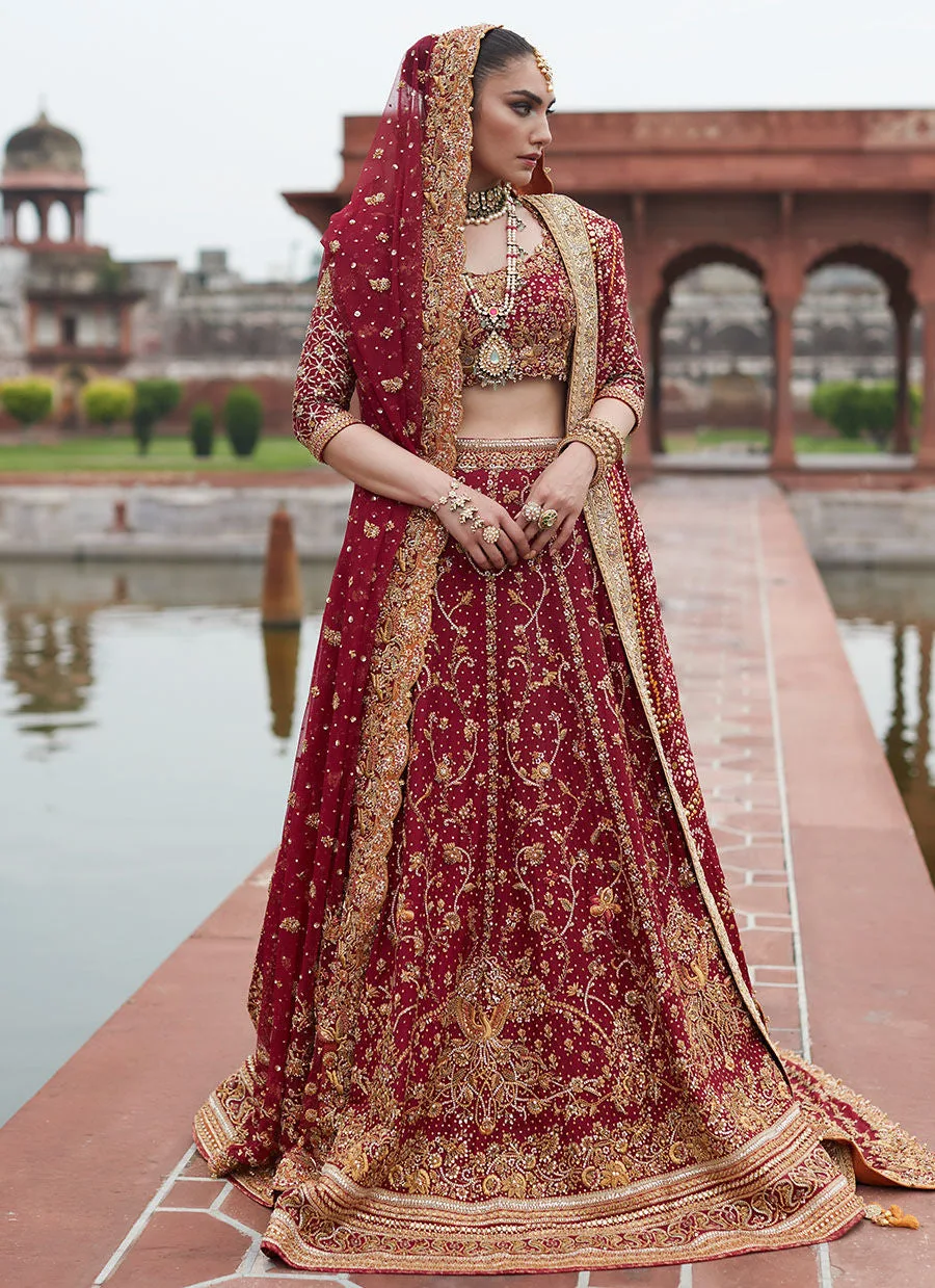 Embellished Red Bridal Lehnga Choli Pakistani Dress 4