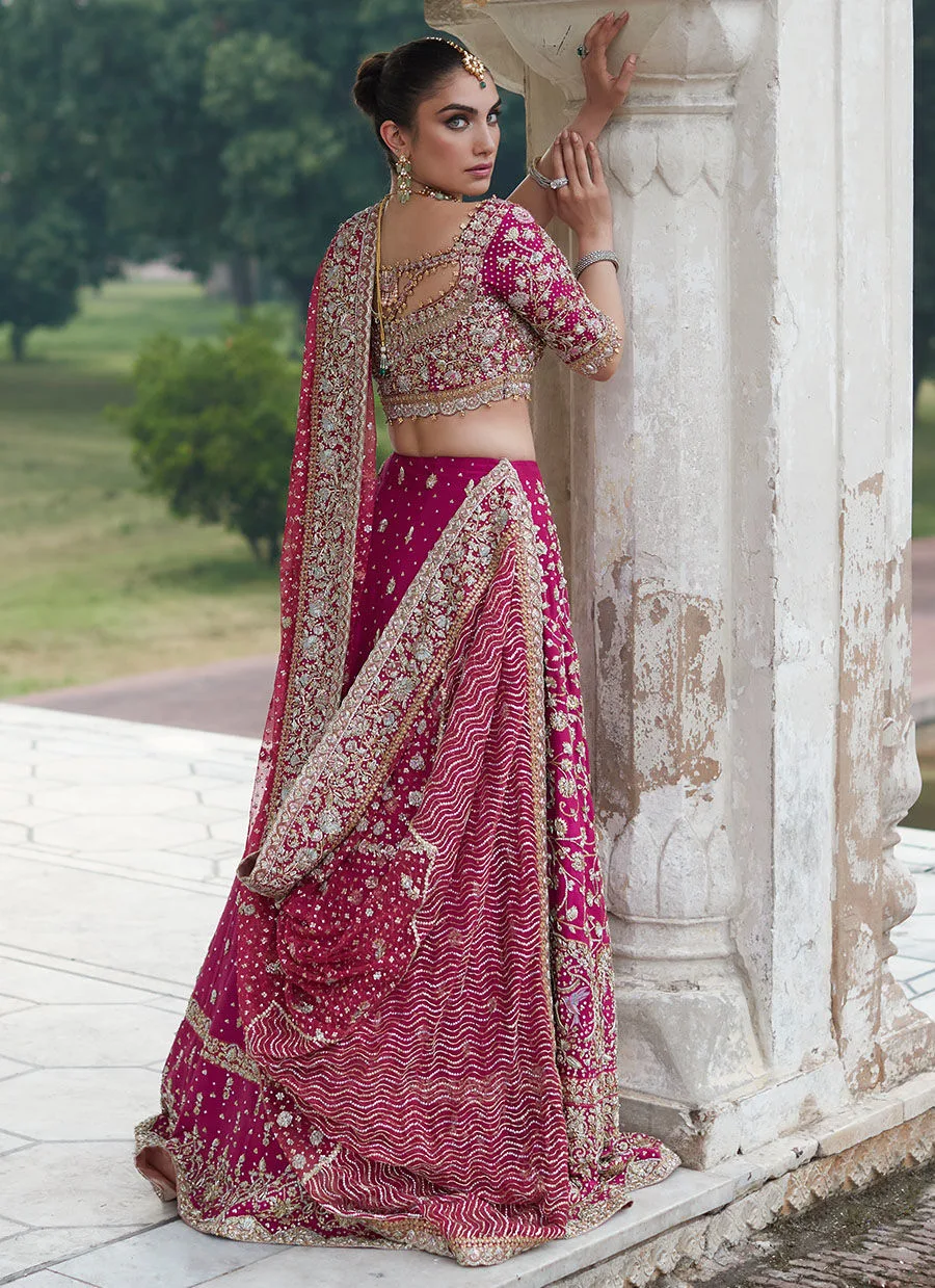 Traditional Pakistani Bridal Dress Pink Lehnga Choli 4