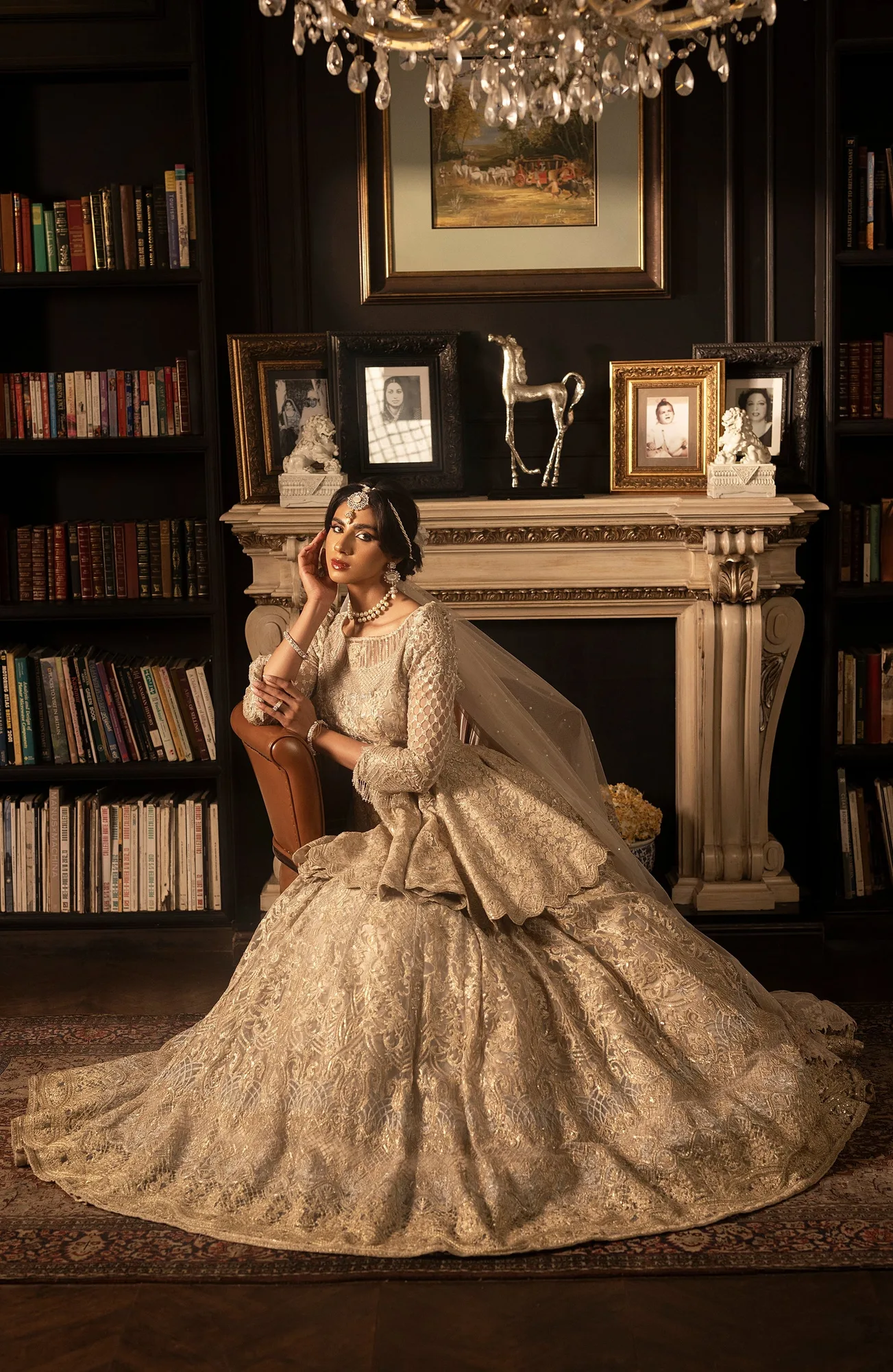 Pakistani Bridal Dress in Ivory Peplum Lehenga Style 4