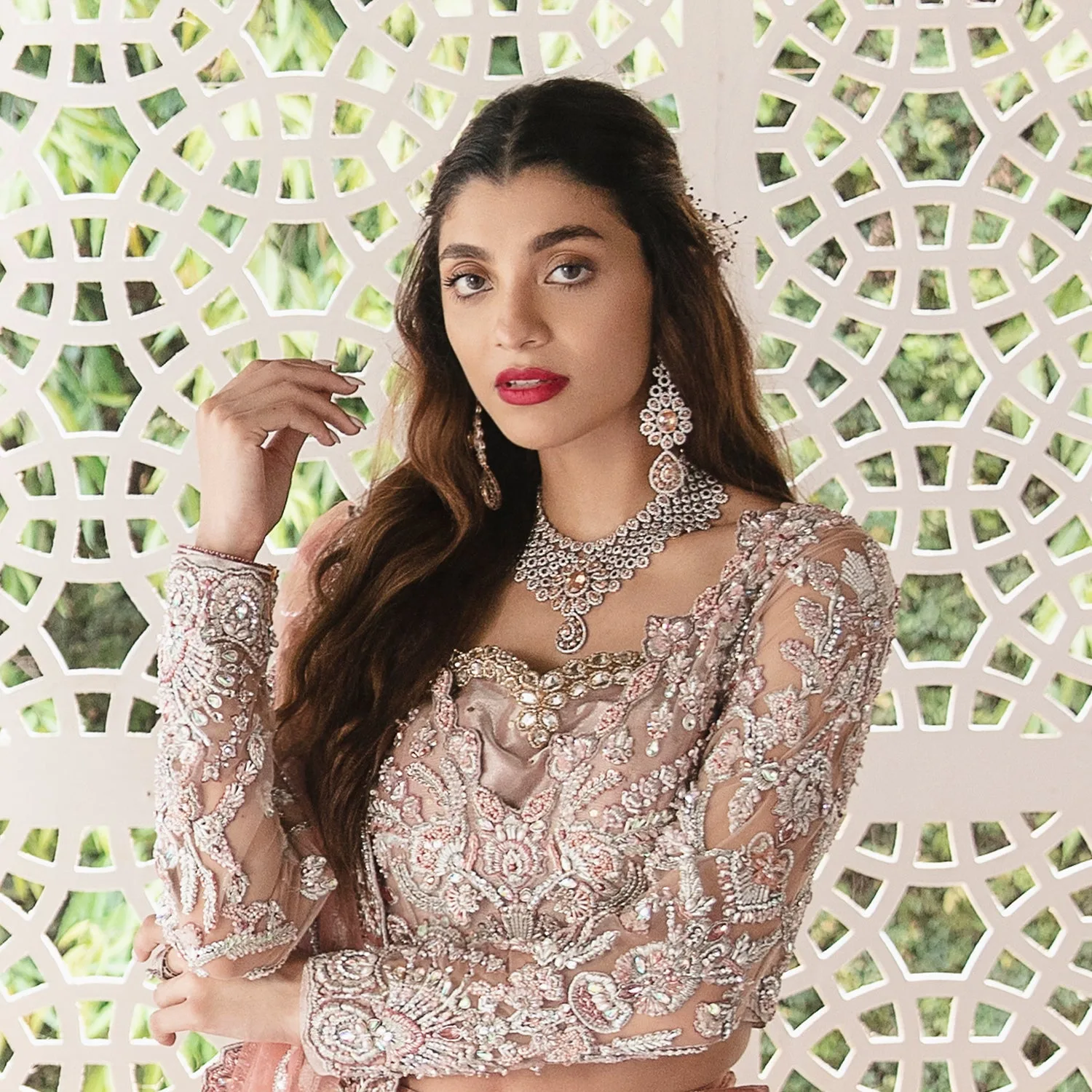 Pakistani Bridal Dress in Pink Lehenga and Choli Style 2